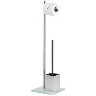 bremermann Wc-Ständer, WC-Bürste, Edelstahl rostfrei, Sicherheitsglas weiß