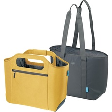 alfi ISO BAG 2in1 23 Liter, misted yellow, Thermo-Kühltasche aus Polyester mit extra Tragetasche, isolierte Einkaufstasche für Einkäufe, Schwimmbad, Sauna, Isoliertasche, flexibel, auswaschbar