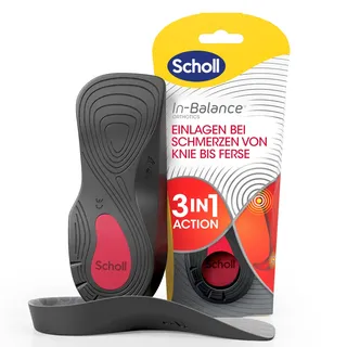 Scholl In-Balance orthopädische 3/4 Einlegesohlen, bei Schmerzen von Knie- und Ferse, Einlagen zur Linderung von Knie- und Fersenschmerzen - tiefe Fersenschale und Fußgewölbestütze - Größe 37-39.5
