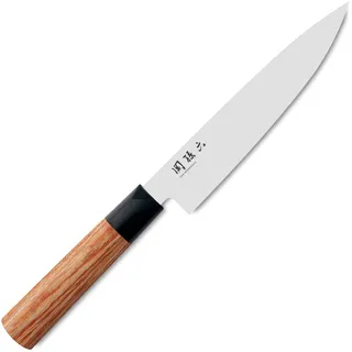 KAI Seki Magoroku Redwood Allzweckmesser 15,0 cm Klingenlänge - Carbon 1K6 Edelstahl mit 57 (±1) HRC - hochglanzpolierte Klinge - Pakkaholz Red Wood - Handgefertigt in Japan