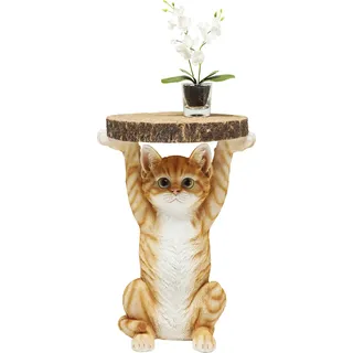 Kare Design Beistelltisch Animal Ms Cat, Mehrfarbig, 33cm Durchmesser, Beistelltisch, Katzen Motiv, rund, 52x35x33 cm (H/B/T)