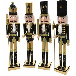 Nussknacker Zinnsoldat 55cm Schwarz Gold Holz Weihnachten Dekoration Stores Haus