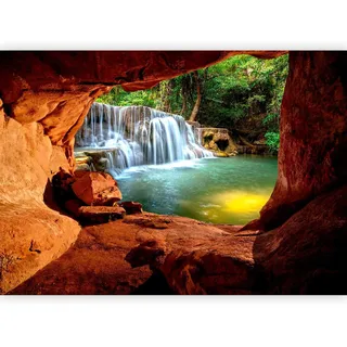 murando Fototapete selbstklebend Steine 343x256cm Foto Tapete Tapetenfolie Möbelfolie Wandverkleidung Wandtapete Motivtapeten Bildtapete Wohnzimmer 3d Effekt Modern Landschaft Natur Wasserfall