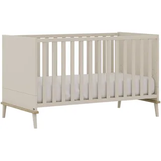yuny by paidi Babybett YUNY BY PAIDI "HAZEL 70x140cm in Beige, umbaubares Kinderbett mit Massivholz", cashmere, beige, eiche, montana, B:146cm H:85cm T:77cm, Holzwerkstoff, Massivholz, Babybetten, Babybett, Gitterbett 4-fach höhenverstellbar, entnehmbare Sprossen, 