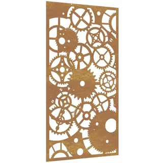 Garten-Wanddeko 105x55 cm Cortenstahl Zahnrad-Design - Braun