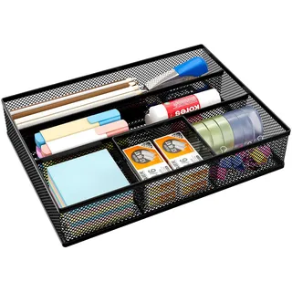 EasyPAG Metall Schubladen Tablett Stiftablage Schreibtisch Organizer Stiftehalter Stiftköcher Utensilienschalen Büro Organisation Zubehör Ablage,Schwarz