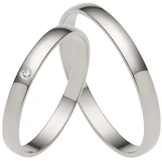 Trauring FIRETTI "Schmuck Geschenk Gold Hochzeit Ehering Trauring "LIEBE" Gr. 56, weiß (weißgoldfarben), Fingerringe, Damen, 56, ohne Brillant, Weißgold 375, 2,5mm, Trauring, Made in Germany, wahlweise mit oder ohne Brillant