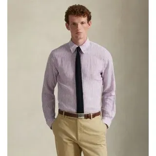 Polo Ralph Lauren für Herren. 710B15594003 Leinenhemd mit fliederfarbenen Custom Fit-Streifen (M), Lässig, Langarm