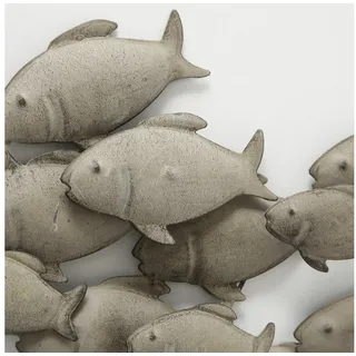 Boltze Wandobjekt Fischschwarm Deko-Wandbild mit Fischen maritimes Design - grau