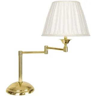 Tischlampe Tischleuchte verstellbar Messing Stoff h: 47,5 cm E14 Nachttischlampe