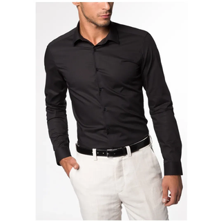 Eterna Hemd Uni Popeline Stretch Super Slim 8424-39-Z181 Gr. 38 schwarz