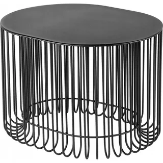 KADAX Beistelltische "Ruste", Kaffeetisch, Moderner Beistelltisch, Couchtisch aus Stahl, Drahtkorb 58cm - Schwarz
