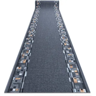 rugsx Antirutsch Teppichläufer Bombay - moderner Kurzflor für Küche, Flur & Wohnzimmer, Meterware, grau 80x350 cm
