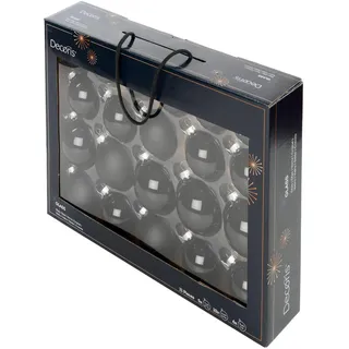 Christbaumkugel-Set , Schwarz , Glas , 21-teilig , 7.00 cm , FSC Mix , Dekoration, Weihnachtsdekoration, Christbaumschmuck, Christbaumkugeln