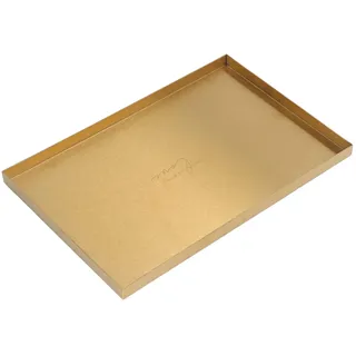 BuyWeek Gold Tablett Rechteckig, Edelstahl Schmucktablett Kosmetiktablett Serviertablett Moderne Schmuckaufbewahrung Tablett Goldenes