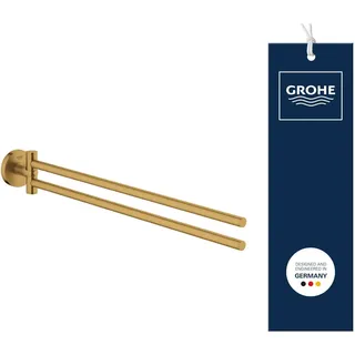 GROHE Start, Doppel-Handtuchhalter (für 2 große Handtücher, 44cm lang, schwenkbar, zum Bohren, mit Schrauben & Dübel, verdeckte Befestigung, langlebige Oberfläche), cool Sunrise, Gold, 41183GN0