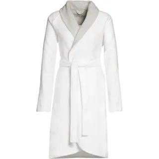 Damenbademantel BUGATTI "Belinda, ideal für Sauna & Spa, Hotelbademantel, Morgenmantel" Gr. S, weiß, L:102cm, Webfrottier, Hausmäntel, Damenbademantel, farbige Akzente