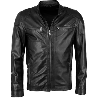 Bikerjacke JCC "Lederjacke 31020219Ecom", Herren, Gr. 3XL, schwarz, Obermaterial: 100% Lammnappaleder LANA. Futter: 100% Polyester PES., Jacken Bikerjacke