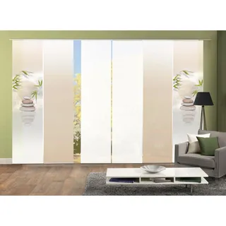 HOME WOHNIDEEN BUDA Schiebegardine Klettband 60 x 245 cm Beige 6 Stk.