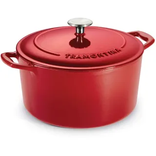 Tramontina Bestow Bräter Gusseisen 6,2L Ø 28 cm, Emailliert, Induktion, Backofengeeignet bis 230°C, Dutch Oven, Edelstahlknauf, Rillendeckel für Schmoren & Braten