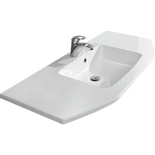 Waschbecken >Abelica I< in Weiß aus Mineralmarmor - 112x2x48cm (BxHxT) - Weiß