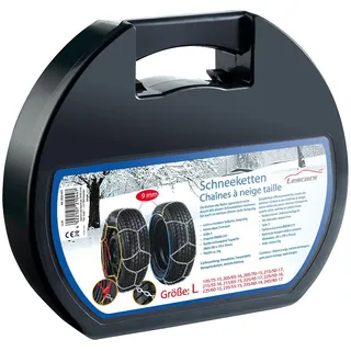 Lescars Anti Rutsch Ketten: Schneeketten Größe L für Reifen 215/55 R16 u.v.m., inkl. Transportbox (Ketten Reifen, Anti Rutsch Schneeketten, Winter)