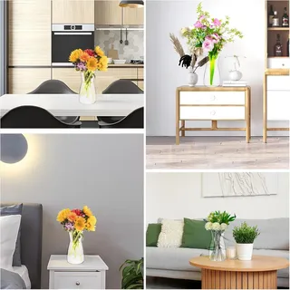 Dekorative Vase aus transparentem Glas für Rosen - Tulpen - Pampasgras - Trockenblumen - Hochzeit - Wohnzimmer - Schlafzimmer