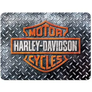 Nostalgic-Art Blechschild 15 x 20 Harley-Davidson – Diamond Plate – Geschenk-Idee für Motorrad-Fans, aus Metall, Vintage-Design zur Deko