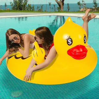 Float Joy Ente Aufblasbare Groß Schwimmtier für den Pool 130cm Schwimmreifen Luftmatratze Pool Erwachsene Verdickte Schwimmring Wasser Spielzeug