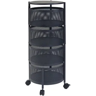 [en.casa] Rollwagen Steigen mit 4 Ebenen 74,5xØ33cm Schwarz
