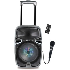 Lexibook Iparty Bluetooth-Karaoke, Auf Rädern mit Lichteffekten und Mikrofon enthalten, Wiederaufladbare Batterie, Zwart/Geld, K8250, No Color
