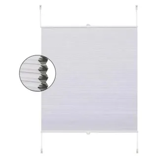 Plissee - Rollo - Wabenplissee - Verdunkelnd - Wärmeisolierend - Ohne Bohren - 80 x 120 cm - Weiß