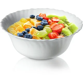 KADAX Schüssel ∅ 17,5 cm, 1 Stück, Schale aus gehärtetem Glas, Obstschale, Salatschüssel, Dessertschale, Müslischüssel, Suppenschale, Snackschale, Spülmaschinenfest (Weiß)