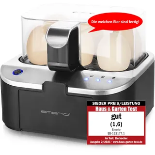 EMERIO EB-123177.1 Eierkocher Antihaftbeschichtung, mit Messbecher, BPA-frei Schwarz,