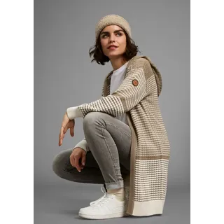 KangaROOS Kapuzenstrickjacke mit angesagtem Strickmuster, weiß