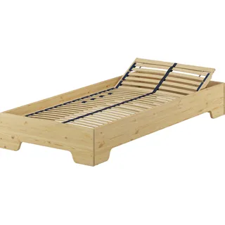 Funktionsbett Bettrahmen 100x190 Pensionsbett, Gästebett mit wählbarem Zubehör V-60.56-10-190Federholzrahmen inkl. - Naturbelassen
