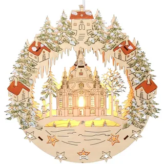 Dekohelden24 Holz Fensterbild, Motiv: Frauenkirche Dresden, L/B/H ca. 30 x 5 x 30 cm