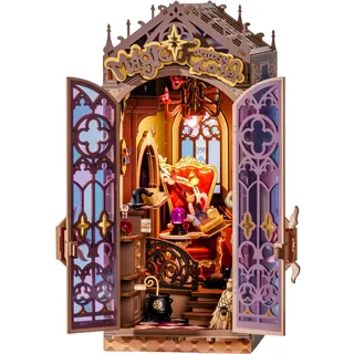 Rolife Book Nook Kit für Erwachsene Miniatur Haus Selber Bauen mit Licht Magische Fantasieecke Booknook Bausatz 3D-Holzpuzzle Bücherstütze für Regal Bibliothek Bücherregal Dekoration