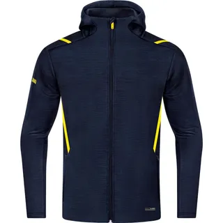 Jako Herren Freizeitjacke Challenge mit Kapuze Marine-Meliert/Neongelb, 3XL