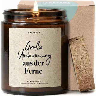 Große Umarmung aus der Ferne - Duftkerze mit Spruch als liebevolles Geschenk für Freundin, Fernbeziehung, Trostgeschenk, Kerze im Glas mit blumigem Duft