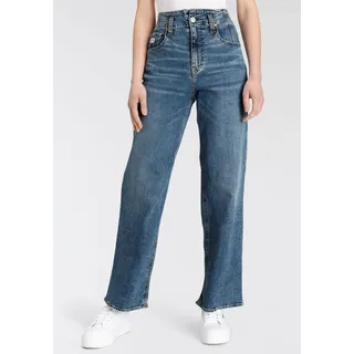 Herrlicher Gerade Jeans »Baggy Straight Recycled Denim«, mit High-Waist-Bund, blau