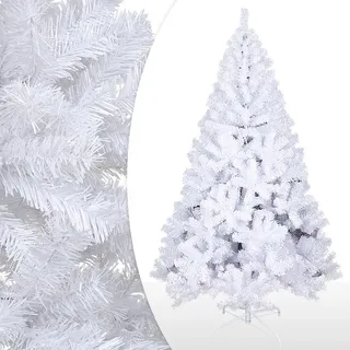 Jopassy Weihnachtsbaum künstlich 210cm (Ø ca.110cm) mit ca.1000 Spitzen, Tannenbaum aus Fichte Dekoration, inkl. Metall Christbaum Ständer, Schnellaufbau, klappbar,Weiß - Weiß