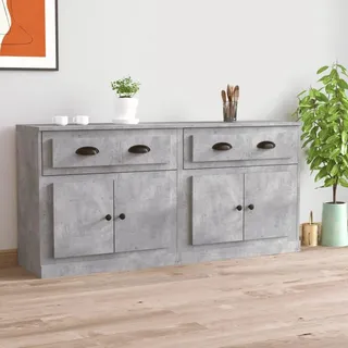vidaXL Sideboards 2 Stk. Betongrau Holzwerkstoff - Grau