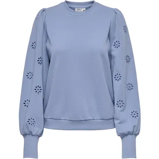 Only Sweatshirt Puffärmeln Lochstickerei Blau L
