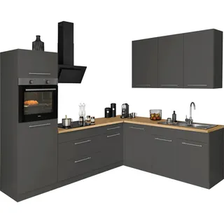 wiho Küchen Winkelküche »Unna« ohne E-Geräte, Stellbreite 260 x 220 cm, grau