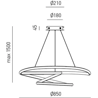 Diva - 80W dimmbare LED-Pendelleuchte - Modernes Design aus gebürstetem Goldaluminium, 3000K warmes Licht, ineinander verschlungene Ringe D.85cm