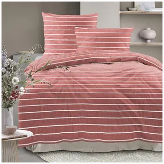 IRISETTE Easy 8548 Gestreift Baumwolle Rot 155 x 220 cm + 80 x 80 cm