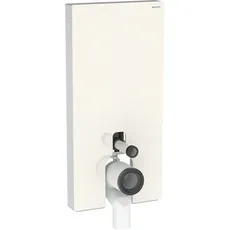 Geberit Monolith PLUS Sanitärmodul für Stand-WC, 101cm, Wasseranschluss seitlich, mit P-Anschlussstutzen, Farbe: Glas sand-grau / Aluminium