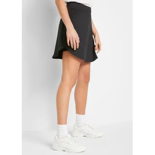 Sommerrock BONPRIX "Sport-Rock mit integrierter Radlerhose, schnelltrocknend", Damen, Gr. 44/46 (L), schwarz, Web, Obermaterial: 92% Polyester, 8% Elasthan, unifarben, oversize kniefrei, Röcke Sommerrock, aus schnelltrocknendem Materialmix, Oversize-Passform