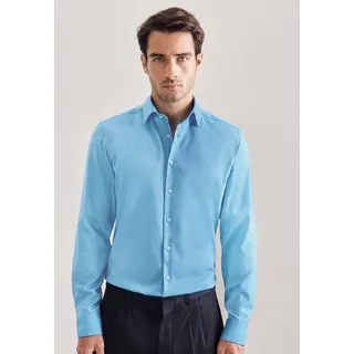 Businesshemd SEIDENSTICKER "X-Slim", Herren, Gr. XS (36), normale Ärmellängen, blau (türkis), 100% Baumwolle, unifarben, skinny fit, 2-Knopf-Manschette, Hemden Businesshemd, X-Slim 1/1 Kentkragen Uni